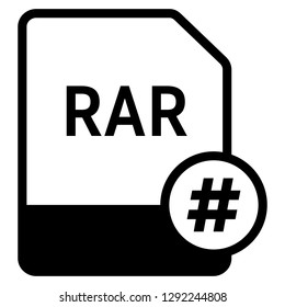 RAR file format with hashtag symbol icon vector for web and mobile application isolated on white background
