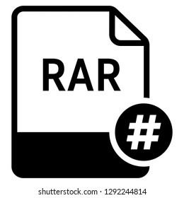 RAR file format with hashtag symbol icon vector for web and mobile application isolated on white background