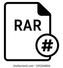 RAR file format with hashtag symbol icon vector for web and mobile application isolated on white background