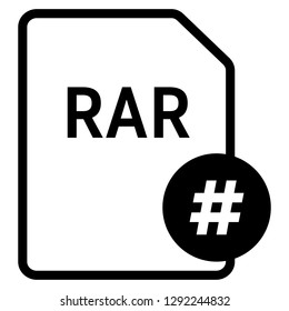 RAR file format with hashtag symbol icon vector for web and mobile application isolated on white background