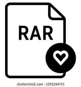 RAR file format with heart symbol icon vector for web and mobile application isolated on white background