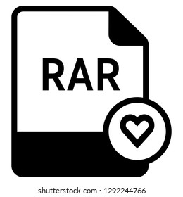 RAR file format with heart symbol icon vector for web and mobile application isolated on white background
