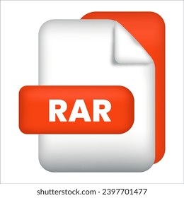 RAR file format icon. RAR file format 3d render icon with transparent background. RAR file format document color icon vector