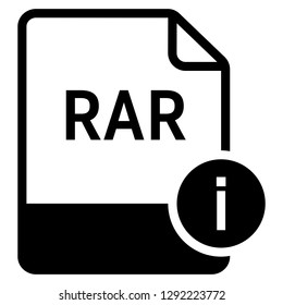 RAR file format with info symbol icon vector for web and mobile application isolated on white background
