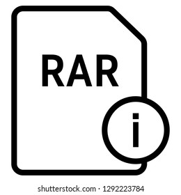 RAR file format with info symbol icon vector for web and mobile application isolated on white background