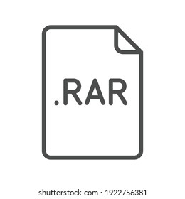 RAR file format line icon. Linear style sign for mobile concept and web design. Simple outline symbol. Vector illustration isolated on white background. EPS 10.