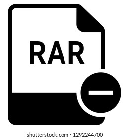 RAR file format with minus symbol icon vector for web and mobile application isolated on white background