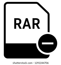 RAR file format with minus symbol icon vector for web and mobile application isolated on white background