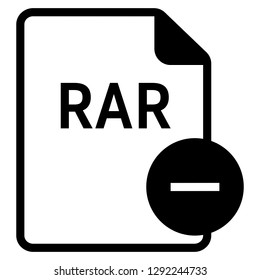 RAR file format with minus symbol icon vector for web and mobile application isolated on white background