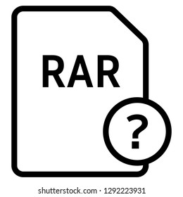 RAR file format with question mark symbol icon vector for web and mobile application isolated on white background