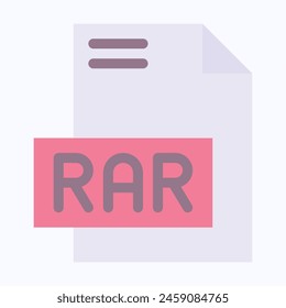 RAR File Format Vector Icon, Isolated On Abstract Background.
