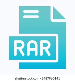 RAR File Format Vector Icon, Isolated Gradient Vector Icon.