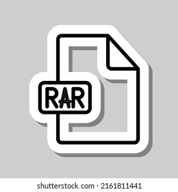 RAR file simple icon vector. Flat design. Sticker with shadow on gray background.ai