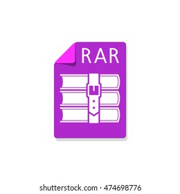RAR file type icon. Vector illustration, isolated on white background.