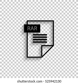rar icon - black vector  icon with shadow