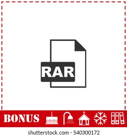 RAR icon flat. Simple vector symbol and bonus icon
