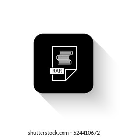 rar icon - white vector  icon with shadow