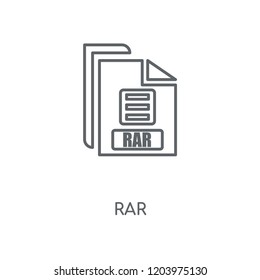 Rar linear icon. Rar concept stroke symbol design. Thin graphic elements vector illustration, outline pattern on a white background, eps 10.
