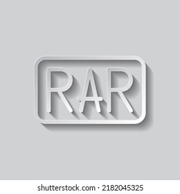 RAR simple icon vector. Flat design. Paper style with shadow. Gray background.ai