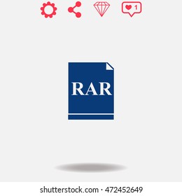 RAR vector icon on grey background.