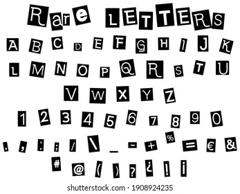 Rare alphabet letters, vector illustration