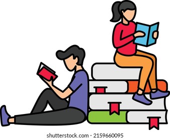 Rare Bookworm Concept, unconditionally snobby reader vector color icon design, behavioral orientations symbol, Individual identity or Style of life Sign, Sustainable living stock illustration