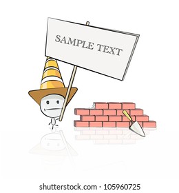 Rare character with banner. worker profession. Vector illustration.