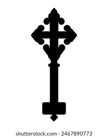 Rare Christian cross, Ethiopian Christian church, rare form. Outline vector.