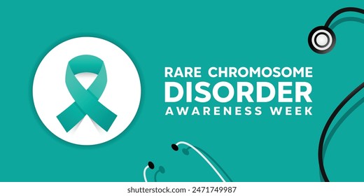 Rare Chromosome Disorder Awareness Week. Ribbon and stethoscope. Great for cards, banners, posters, social media and more. Green background. 