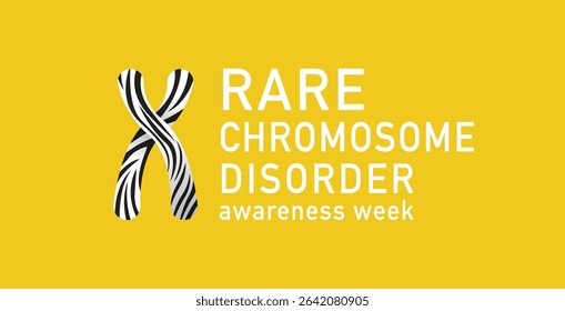 Rare Chromosome Disorder Awareness Week banner. Chromosome with zebra pattern symbolizing rare genetic conditions. Used in advocacy, education, healthcare campaigns, and public awareness events.