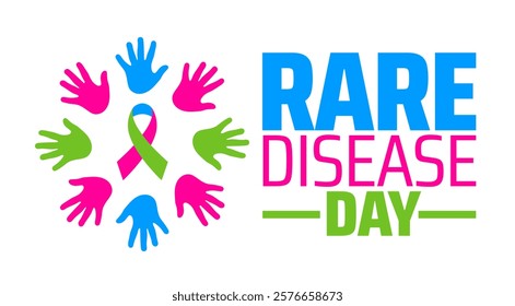 Rare Disease Day background banner or poster design template. observed every year in February. Holiday concept. Use to any Template, card, poster, placard, template.