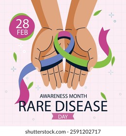 Rare Disease Day. background, banner, card, poster, template. Vector illustration, Illustration Of Rare Disease Day,Rare Disease Day Banner Background.