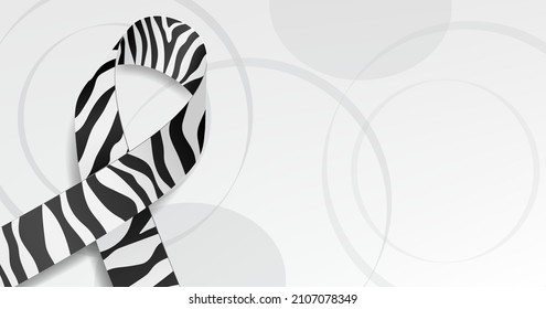 Rare Disease Day Concept. Banner Template With Zebra Ribbon Awareness And Text. Vector Illustration.