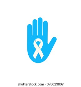 Rare Disease Day. Medic vector isolated logo. Blue vector ribbon. 