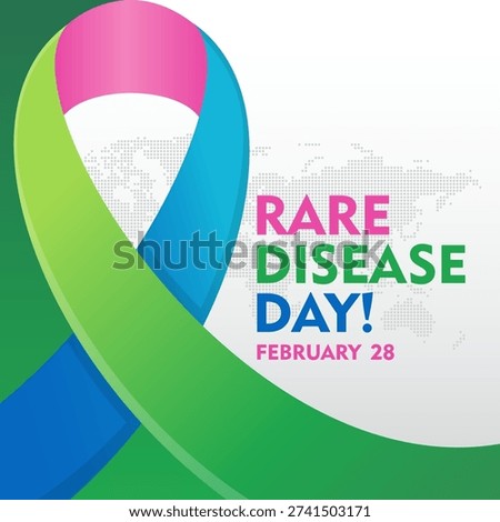 Rare Disease Day. Observed on February 28. Suitable for backgrounds, banners, cards, posters, and templates.