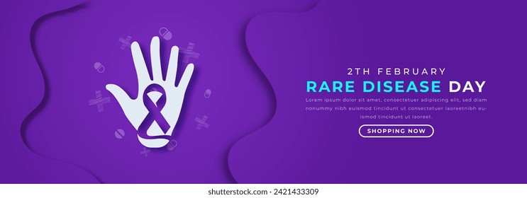 Rare Disease Day Paper cut style Vector Design Illustration for Background, Poster, Banner, Advertising, Greeting Card