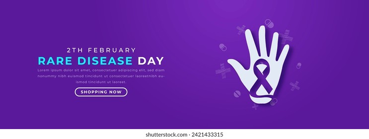 Rare Disease Day Paper cut style Vector Design Illustration for Background, Poster, Banner, Advertising, Greeting Card