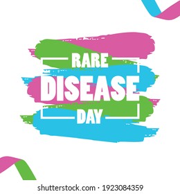 Rare Disease Day poster. with colorful brush vectors