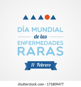 Rare Disease Day in Spanish. Dia mundial de las enfermedades raras. February 28. Vector illustration, flat design