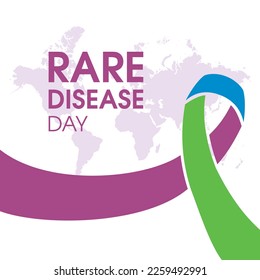 Rare Disease Day vector. Blue, green, purple rare disease awareness ribbon icon vector isolated on a white background. Important day