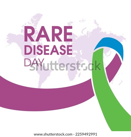 Rare Disease Day vector. Blue, green, purple rare disease awareness ribbon icon vector isolated on a white background. Important day