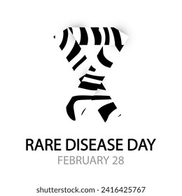 Rare Disease Day zebra ribbon, vector art illustration.