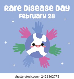 Rare Disease Vector Illustration. Cute kawaii style