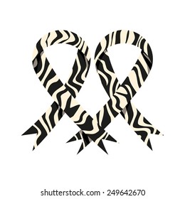 Rare diseases awareness ribbon, zebra print, heart and love concept, vector illustration