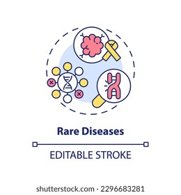 Rare diseases concept icon. Identifying genetic basis of potential illness. Application of precision medicine abstract idea thin line illustration. Isolated outline drawing. Editable stroke