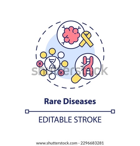 Rare diseases concept icon. Identifying genetic basis of potential illness. Application of precision medicine abstract idea thin line illustration. Isolated outline drawing. Editable stroke