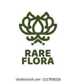 rare flora flower Green nature logo concept design illustration