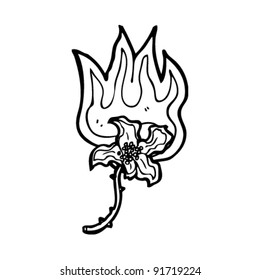 rare flower burning cartoon