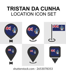 Rare location icons representing the remote island of Tristan da Cunha, useful for geographical maps and niche visuals.