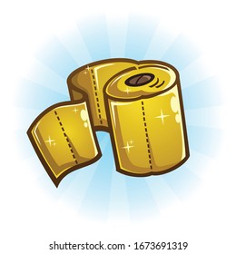 A rare luxurious roll of shiny golden toilet paper vector illustration